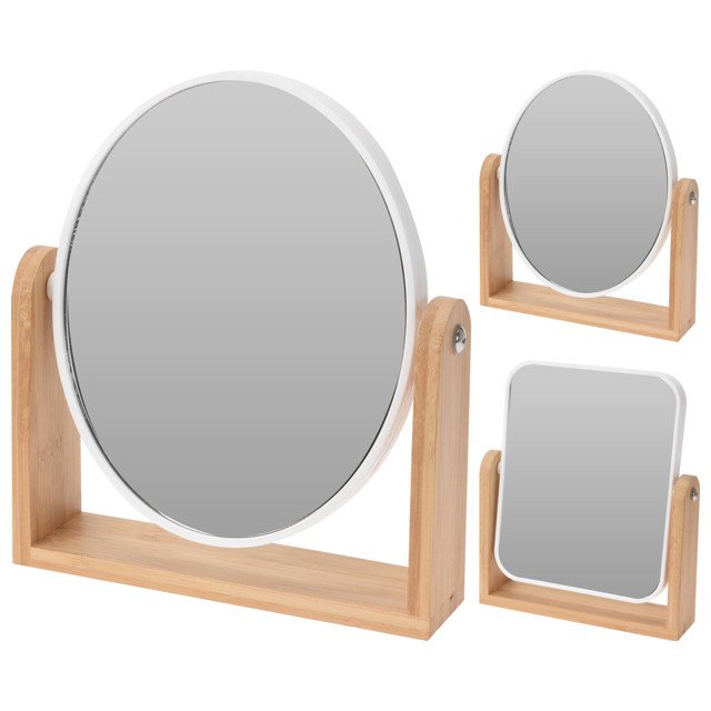 зеркало настольное KOOPMAN 180х210х45мм стекло/бамбук/пластик белый
