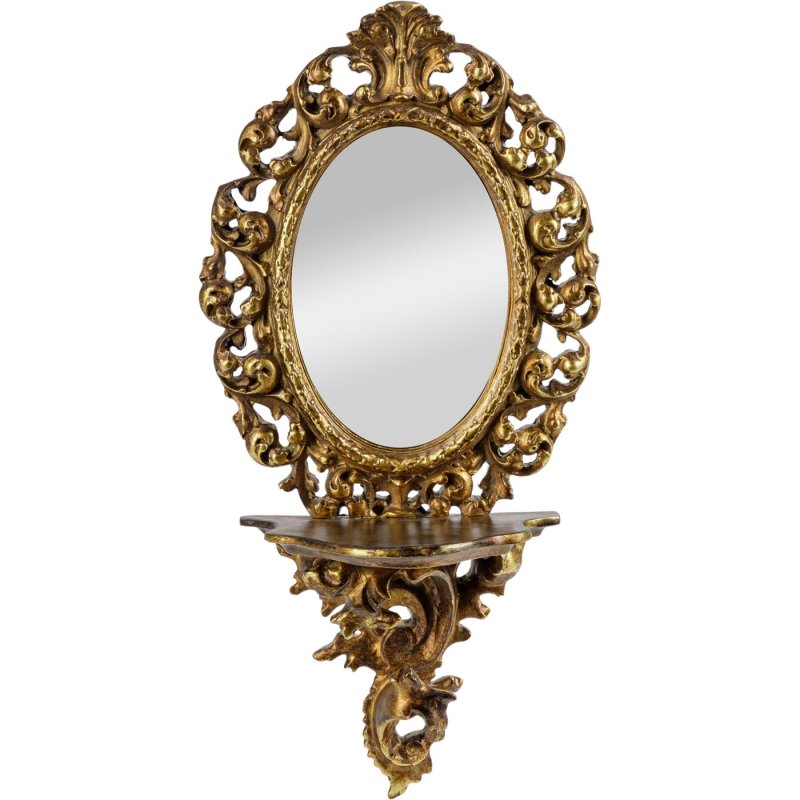 Зеркало настенное Glasar с полочкой бронза 18х9х35 см