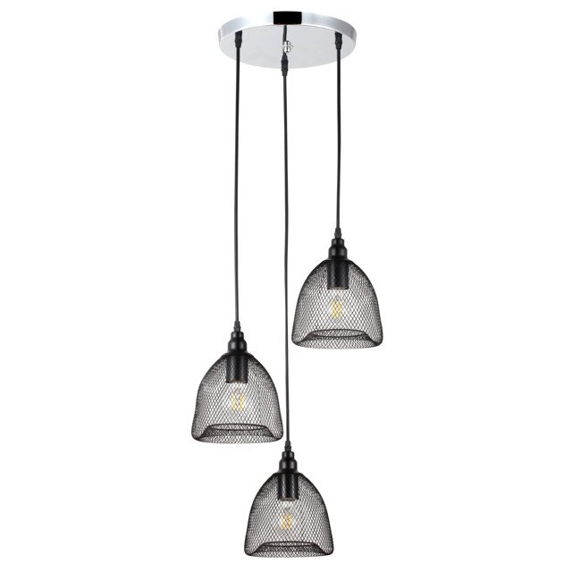 светильник подвесной DE FRAN Grissell E27 3х60Вт металл черный