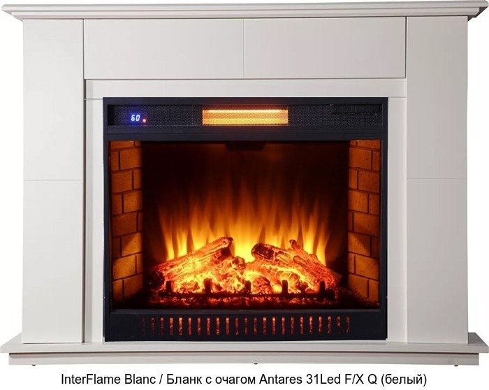Деревянный камин (портал+очаг) InterFlame Blanc / Бланк с очагом Antares 31 LED FX QZ