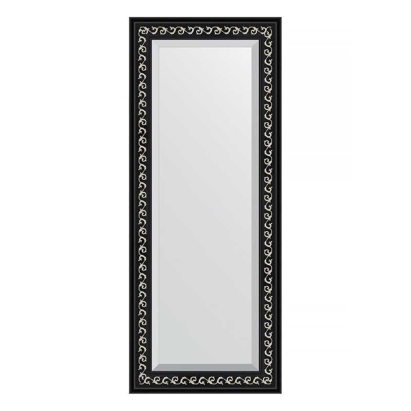 Зеркало с фацетом в багетной раме Evoform черный ардеко 81 мм 55х135 см