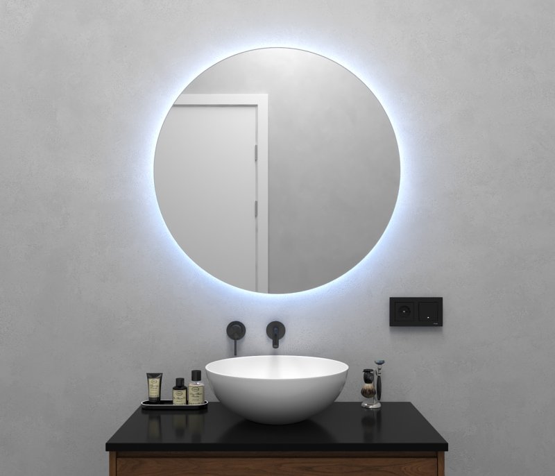 Зеркало с холодной подсветкой GENGLASS RAUNTEL NF LED M, с проводом 79х79 см