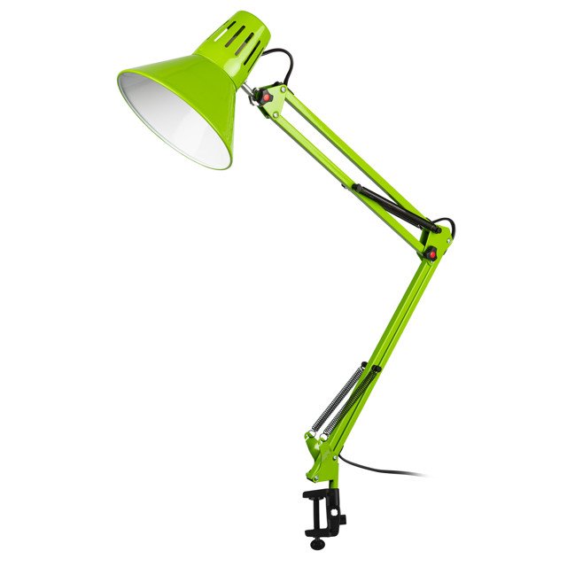 лампа настольная ЭРА на струбцине E27 40Вт зеленая