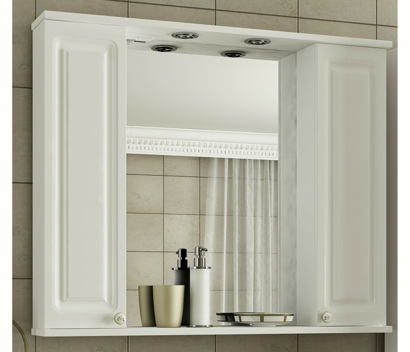 Шкаф-зеркало Francesca Avanti Империя 90 2 шкафчика белый